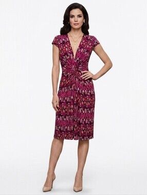 Issa London pink oar print cap sleeve dress 2 $468